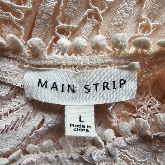 Main Strip Sleeveless Crochet Lace Knee Length Dress Cream Nude Womens - Picture 15 of 16